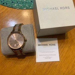 Michael Kors womens Jaryn Rose Gold- Tone and Acetate watch